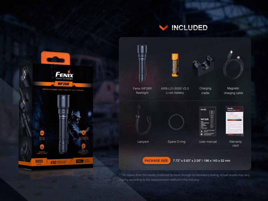 Fenix WF26R Rechargeable Flashlight with Charging Dock