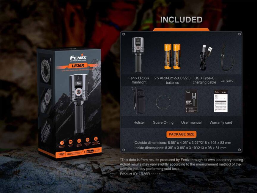 Fenix LR36R White Laser Flashlight with 10,000 Lumen Floodlight