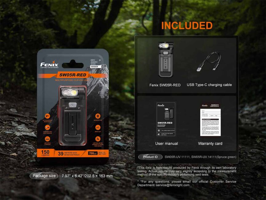 Fenix SW05R-RED Clip On Flashlight with Red Light