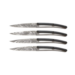 4 Deejo Steak Knives, Ebony Wood / Japanese