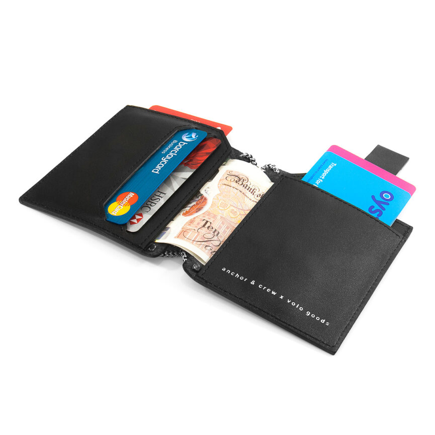 Graphite Black Felrigg Leather and Rope Wallet