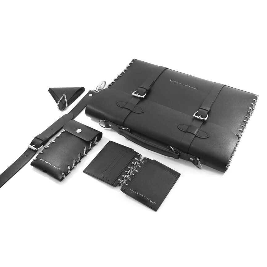Graphite Black Felrigg Leather and Rope Wallet