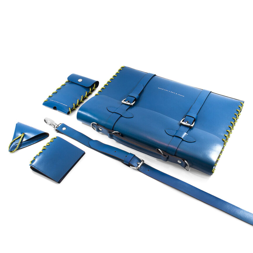 Traffic Blue Felrigg Leather and Rope Wallet