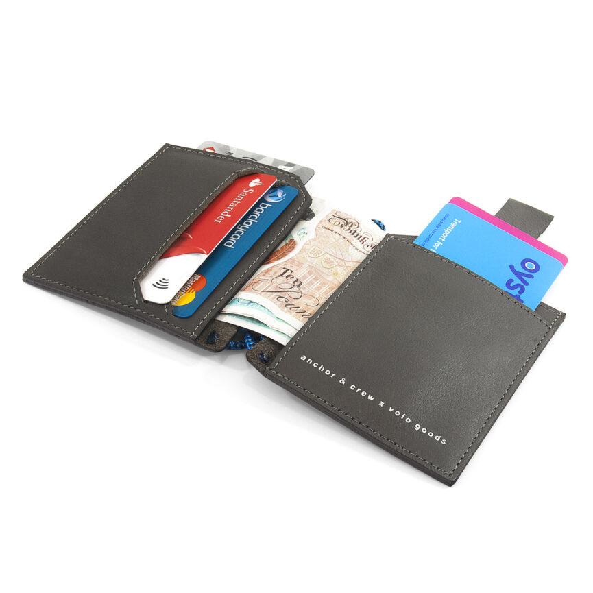 Falcon Grey Felrigg Leather and Rope Wallet