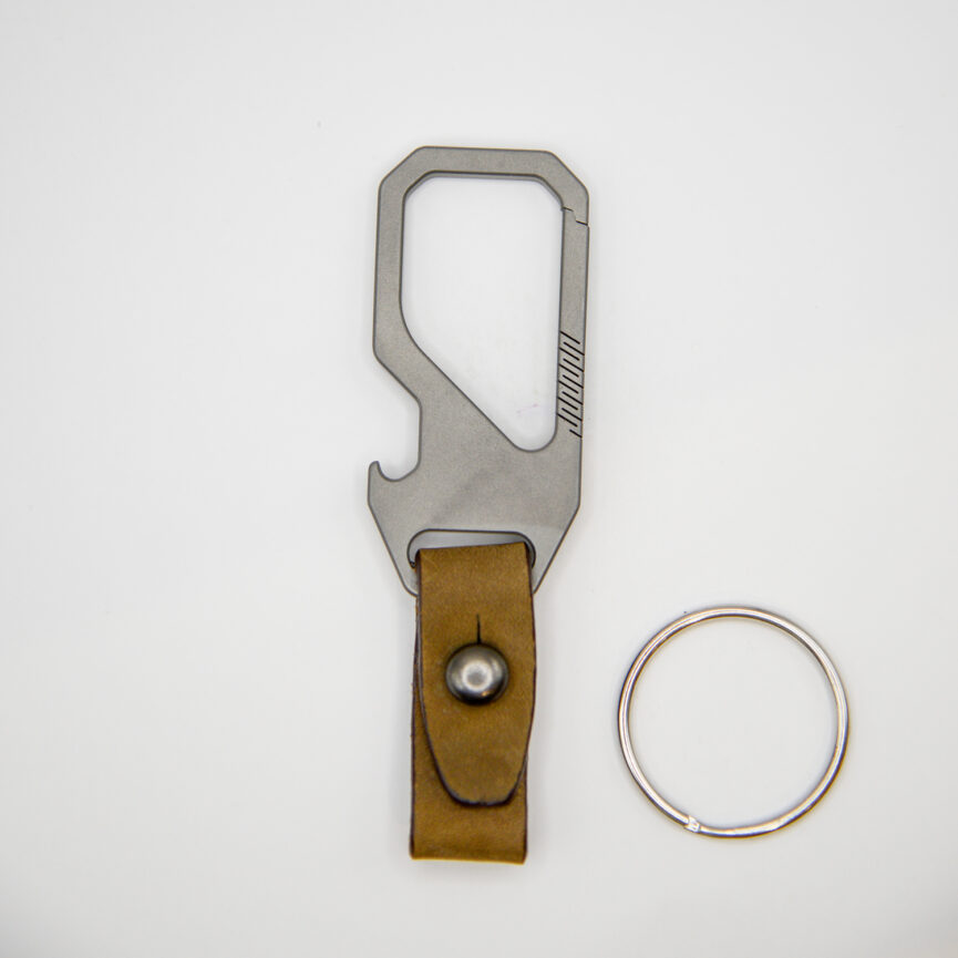 Titanium Carabiner with Removable Leather Buckle
