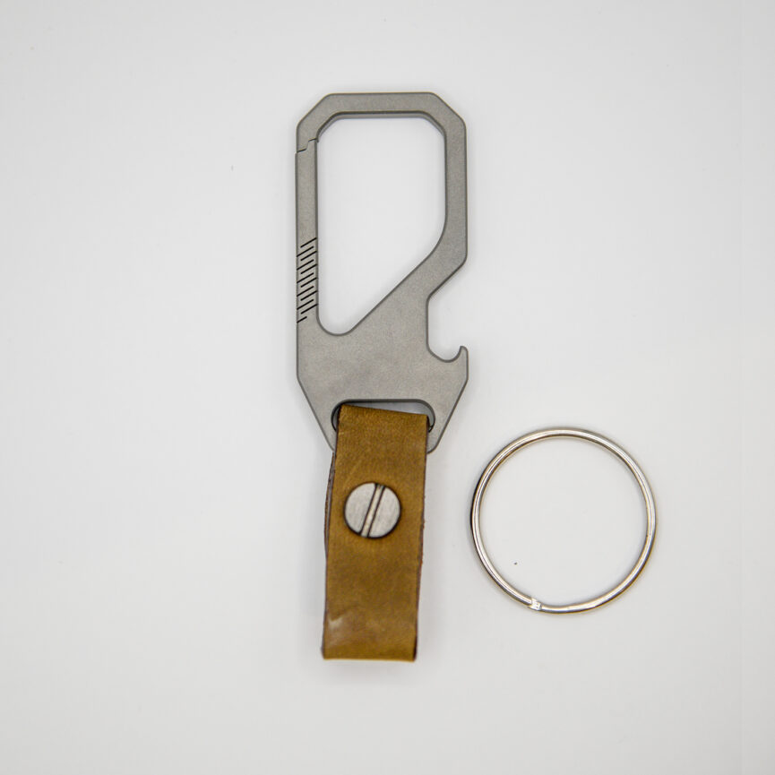 Titanium Carabiner with Removable Leather Buckle