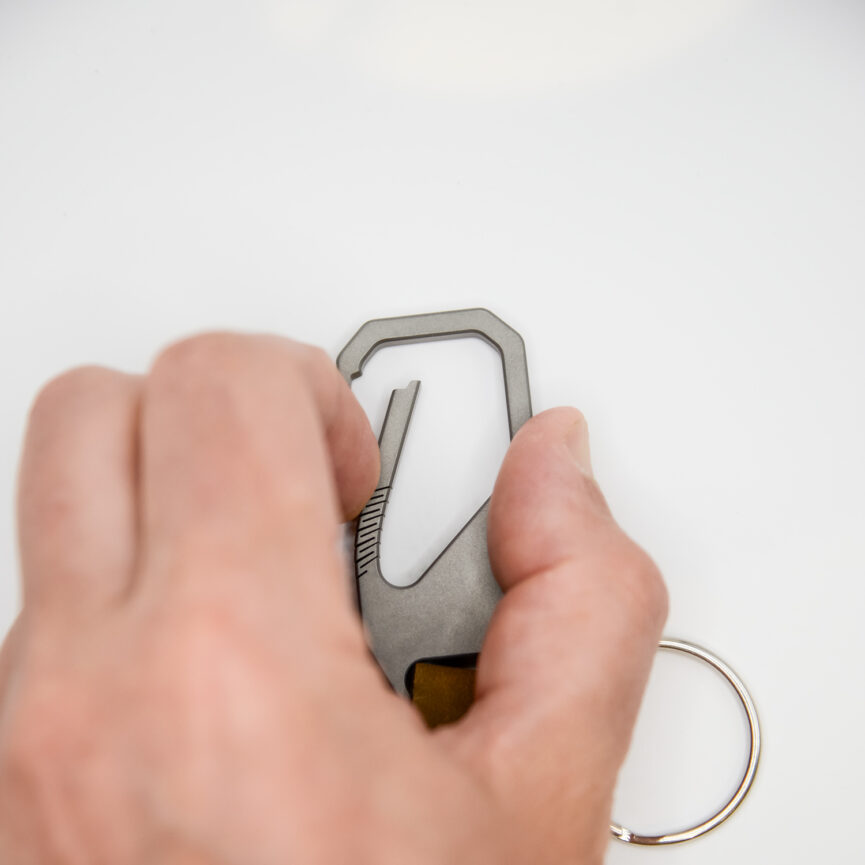 Titanium Carabiner with Removable Leather Buckle