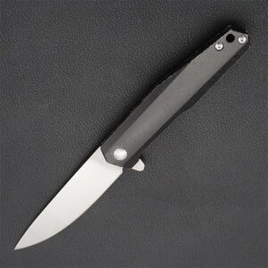 Black Folding Knife with Titanium Handle
