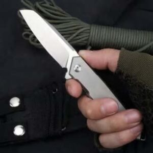 Folding Titanium Knife with D2 Blade and Plain Titanium Alloy Handle