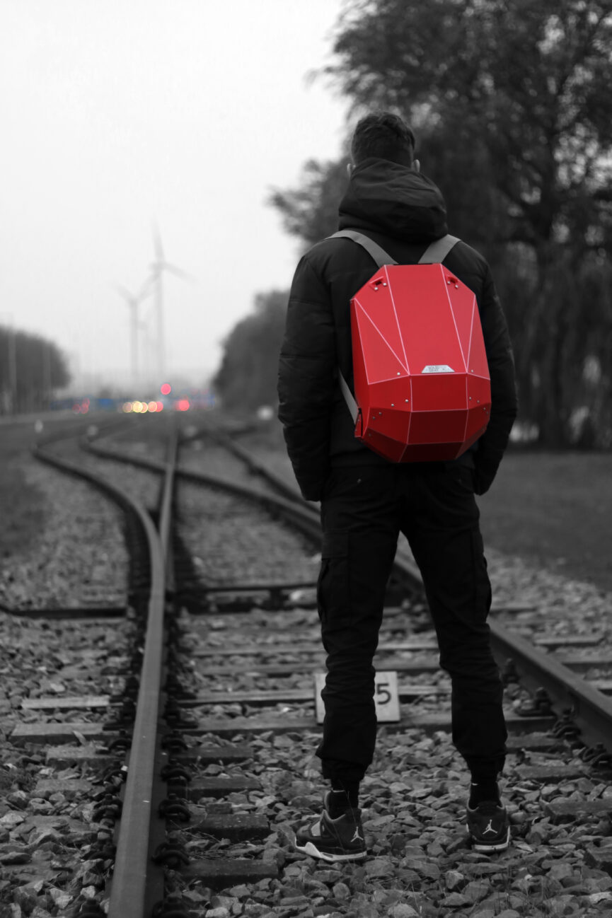 Polymer Hard Shell Red Backpack